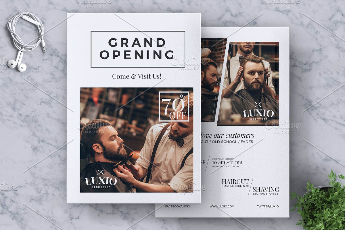 Barber shop opening flyer template, a Social Media Template by fashionaddict (Photo 2 of 4)