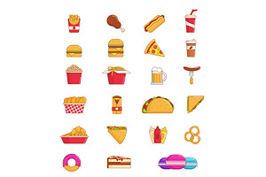 Fast food thin line icons, a Food Illustration by Buch&Bee