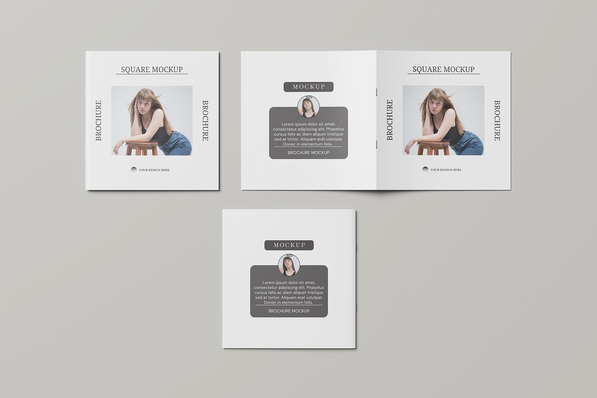 Square Brochure Mockup, a Books & Magazine Mockup by AKMAL STUDIO