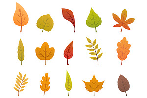 Cartoon fall leaves. Colorful leaf, an Object Illustration by Valerie Bodnar