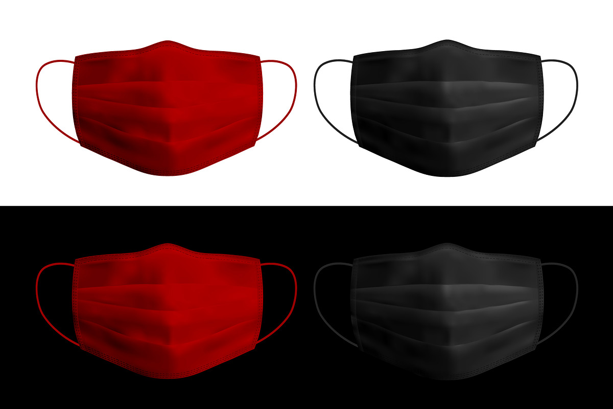 Vector medical mask. Red and black, a Mask Mockup by Kseniia_designer's shop
