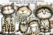 Whimsical Cat Clipart Bundle, an Illustration by Canvas Craft (Thumbnail 1 of 7)