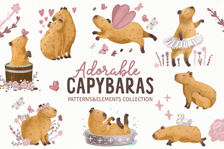 Adorable Capybaras clipart