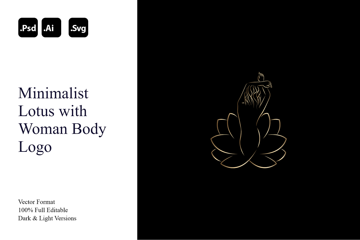 Minimalist Lotus with Woman Body, a Branding & Logo Template by Luxury Logos (Photo 1 of 4)