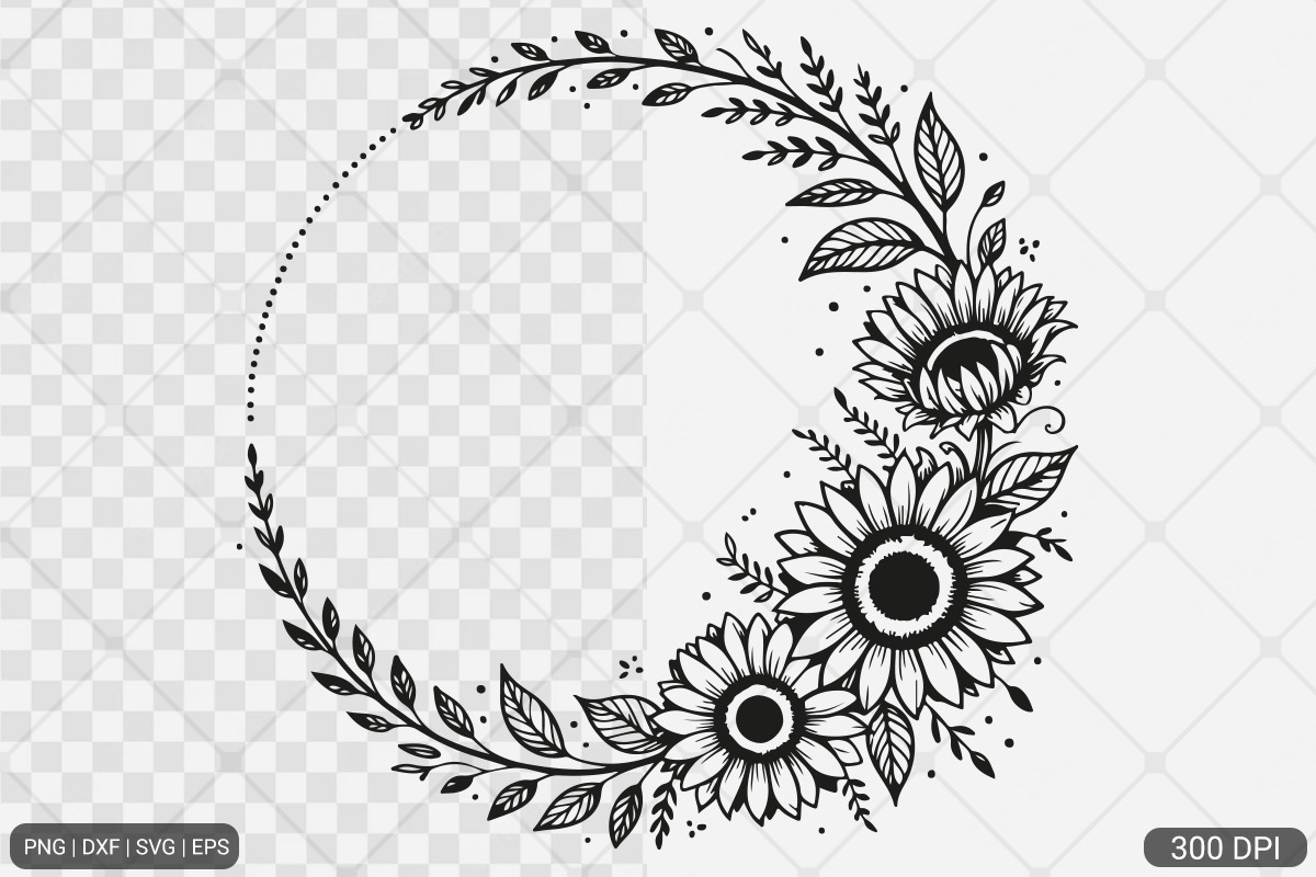 Sunflower Frame SVG PNG Bundle, an Illustration by Actual Pixel (Photo 21 of 23)
