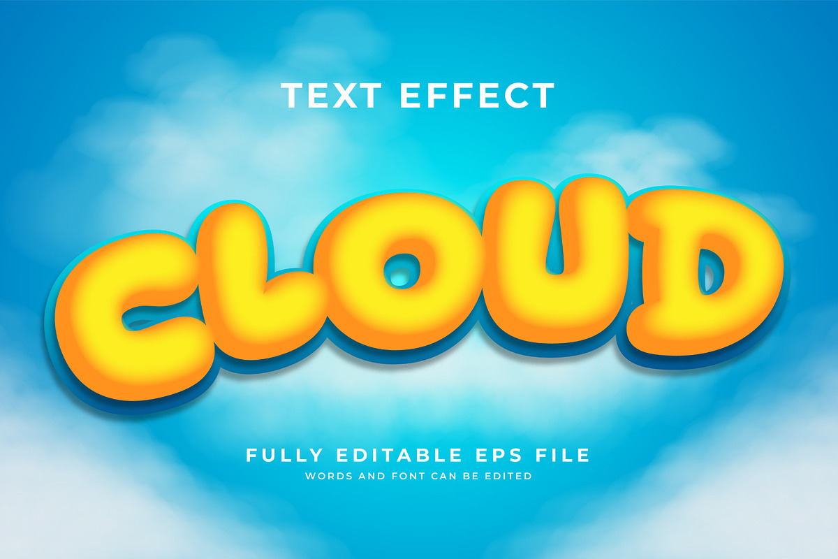 Cloud 3D Text Effect | EPS Vector, a Layer Style Add-On by padilah_a