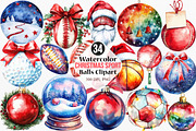 Watercolor Christmas Sport Balls, an Illustration by Canvas Craft (Thumbnail 1 of 7)