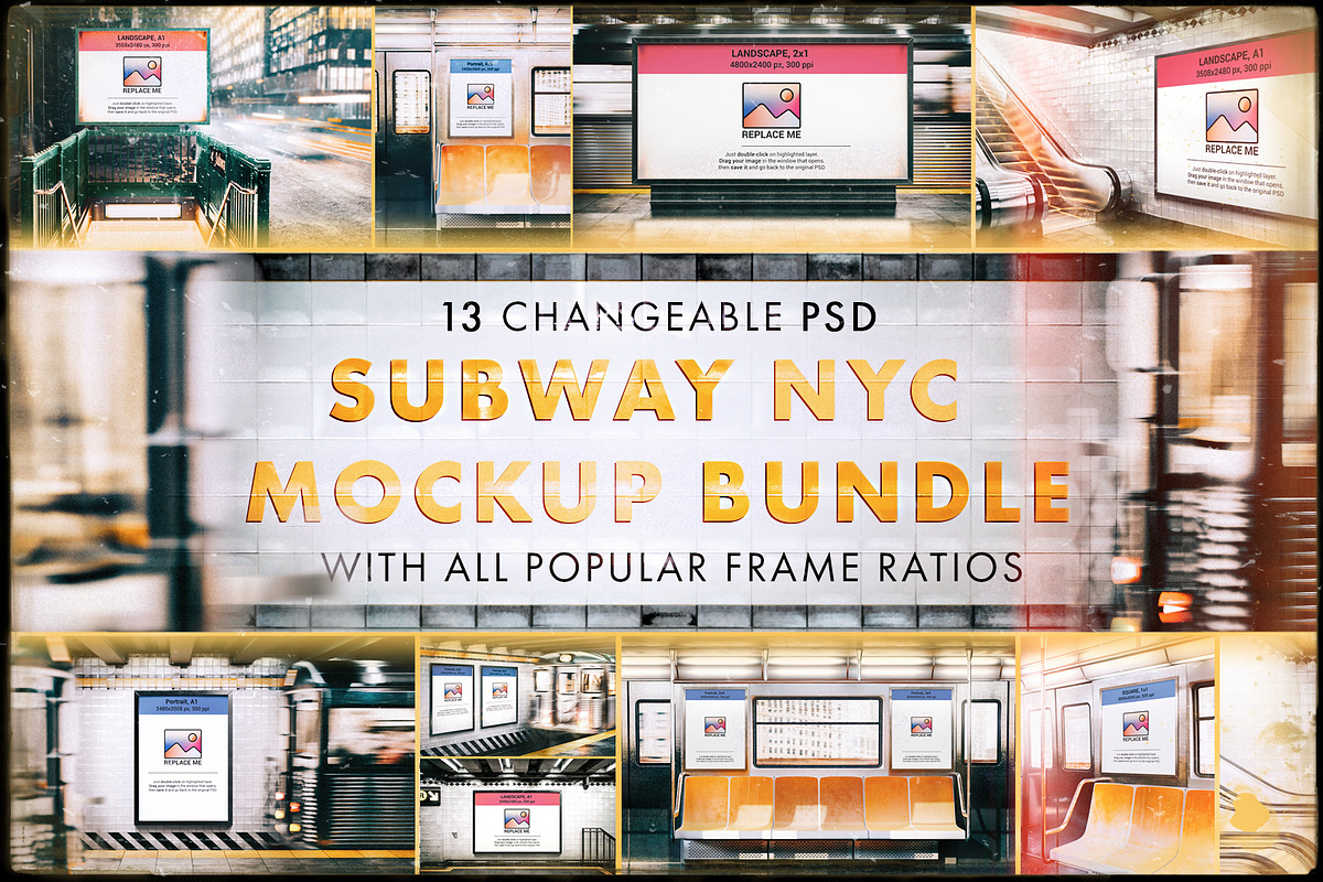 Ultimate subway NYC mockup bundle, a Print Template by As Good As Possible (Photo 3 of 21)