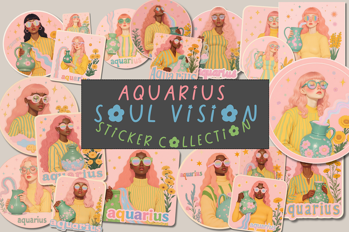 Aquarius Soulvisions Sticker Set, an Object Graphic by Jakayla Digital Co (Photo 1 of 7)