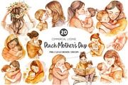 Peach Mother and Child Mother's Day, an Illustration by SinaCreation (Thumbnail 1 of 5)