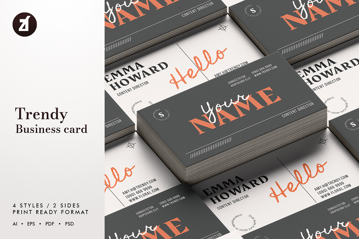 Trendy - Business card template, a Business Card Template by Chanut is industries (Photo 1 of 3)