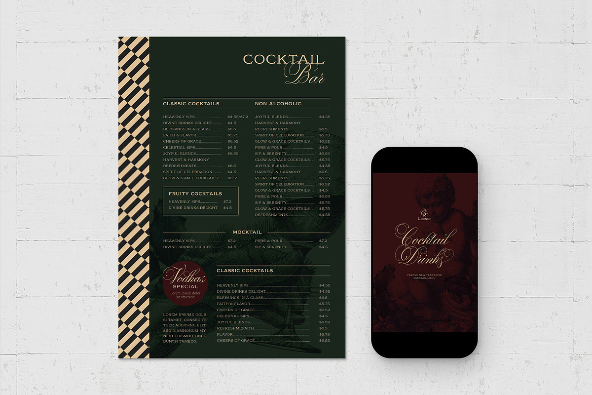 Cocktail Menu Drinks List Template, a Flyer Template by BrandPacks (Photo 2 of 5)
