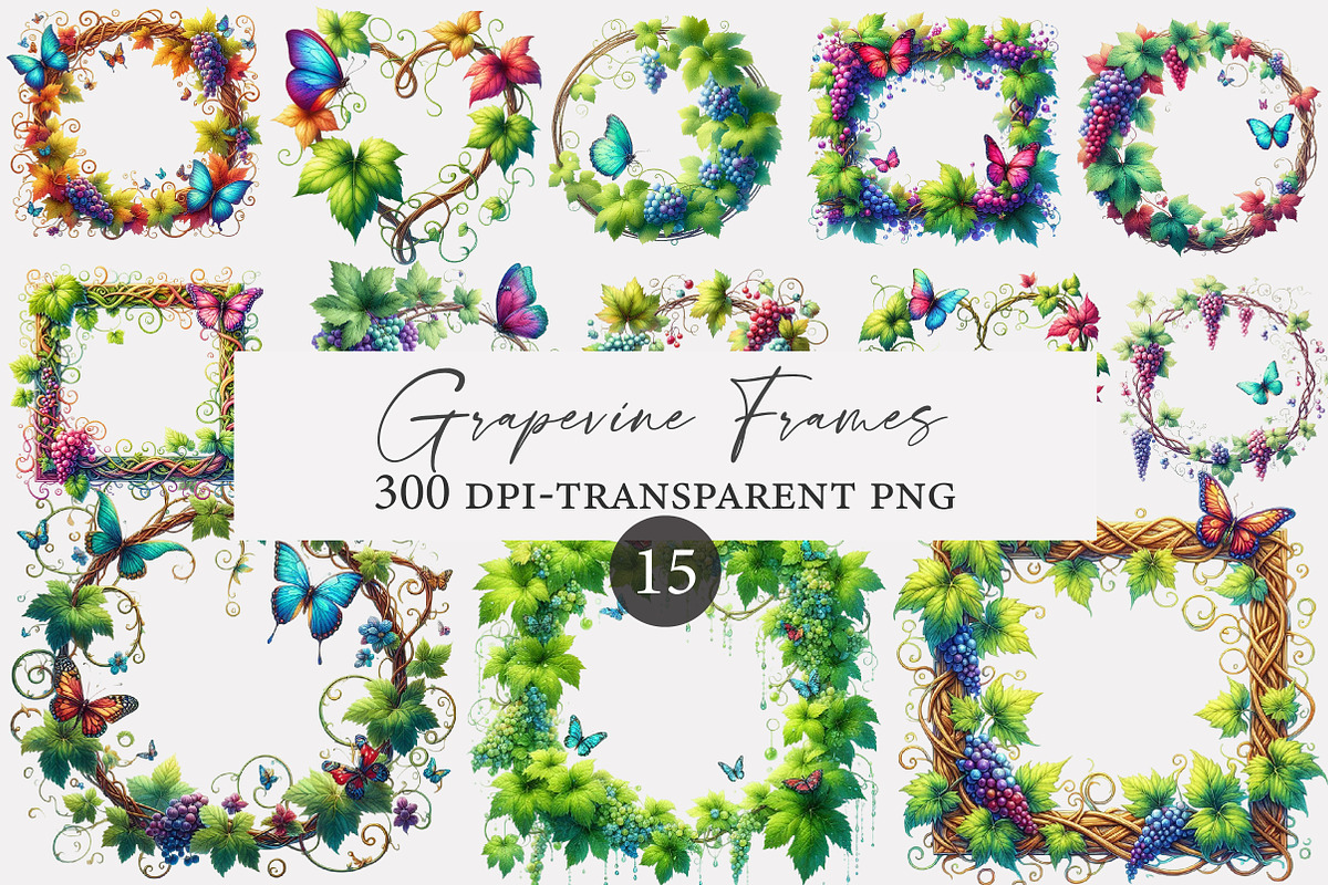 Grapevine Frames Clipart, an Illustration by Designworld (Photo 1 of 4)
