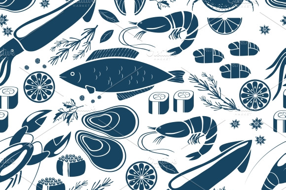 Seafood Seamless Background