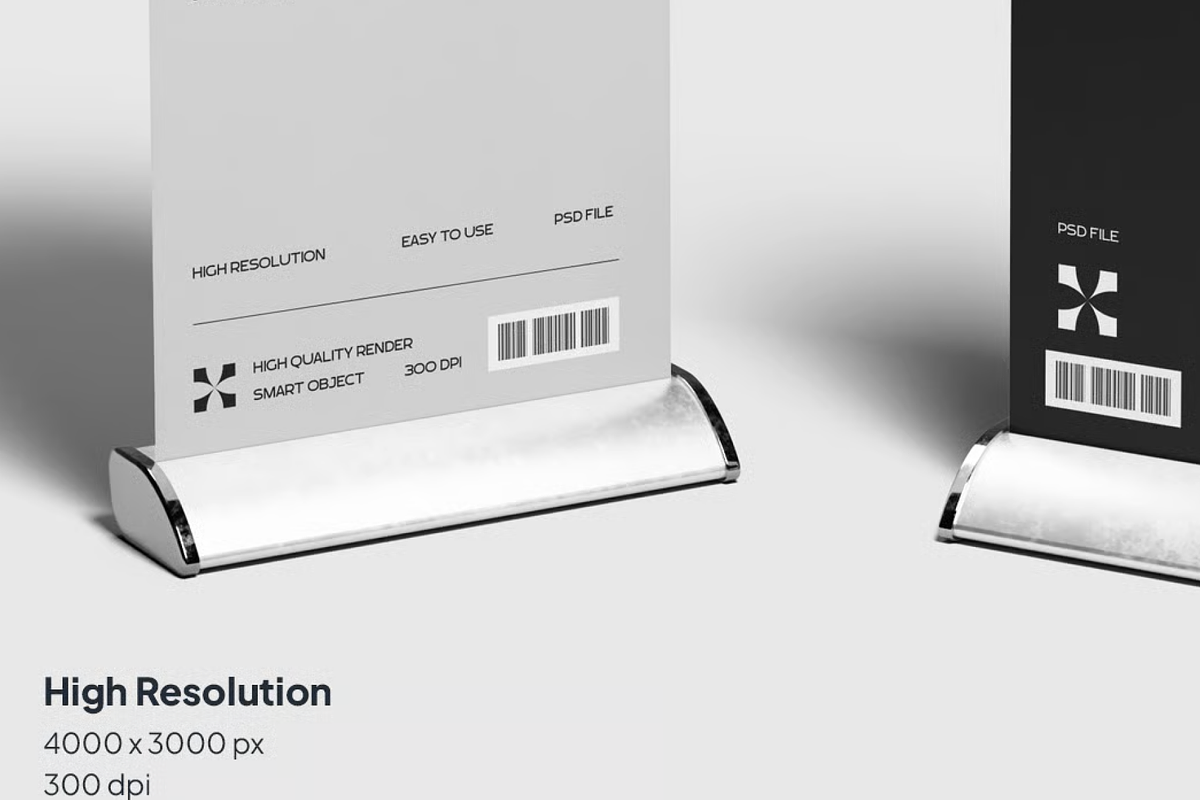 Roll Banner Mockup - 3 Views, a Mockup by graphicsauce (Photo 1 of 4)