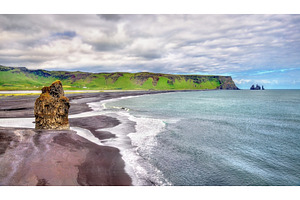 Reynisfjara the black sand beach of vik in iceland featuring beach, iceland, a Nature Photo by Leonid Andronov