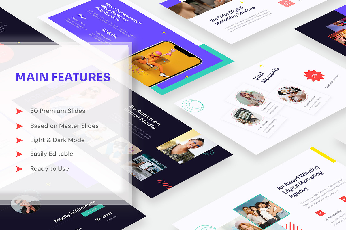 Influencer Google Slides Template, a Social Media Template by New Coral Design (Photo 2 of 6)