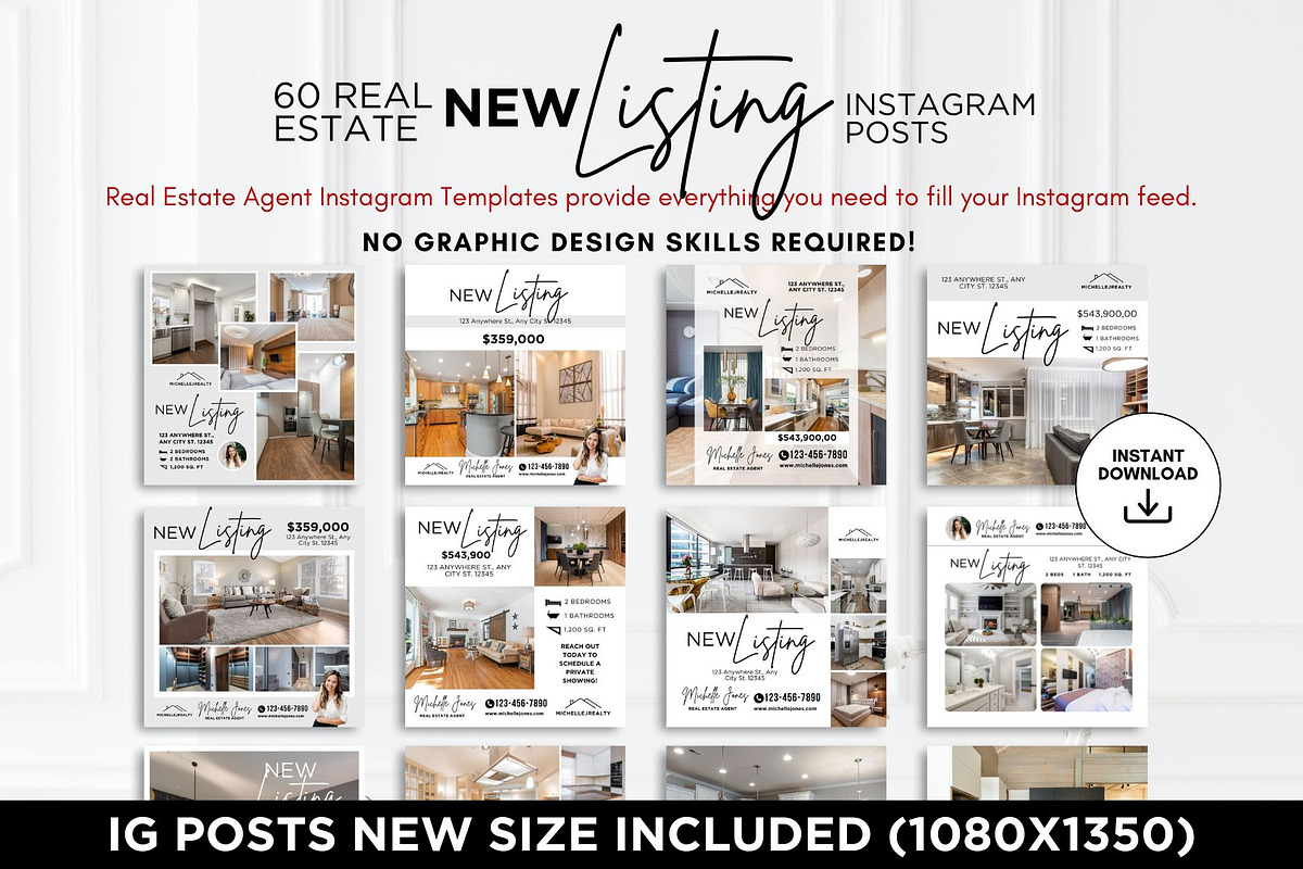 New Listing Instagram Posts Canva, a Social Media Template by CreativeVinesStore (Photo 4 of 12)
