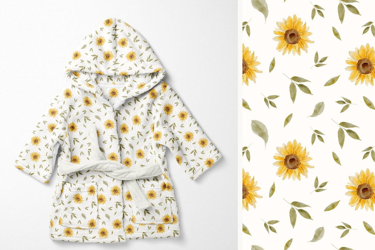 Watercolor Sunflower Set, a Decorative Illustration by Jenteva Art (Photo 9 of 16)