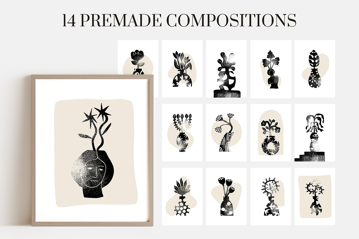 GRUNGE VASES&FLOWERS SILHOUETTES, an Object Graphic by Creativemaker (Photo 3 of 14)
