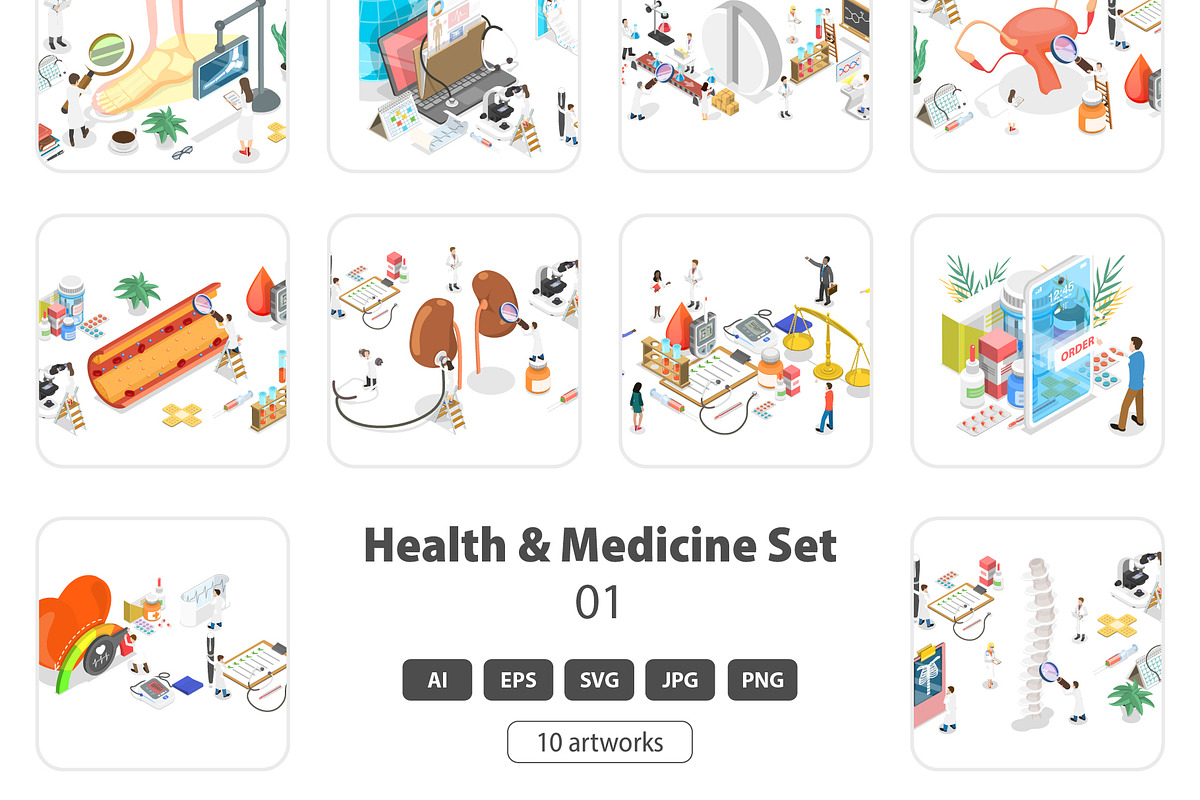 Health & Medicine Set 01, a Healthcare Illustration by AndriiStore (Photo 1 of 11)