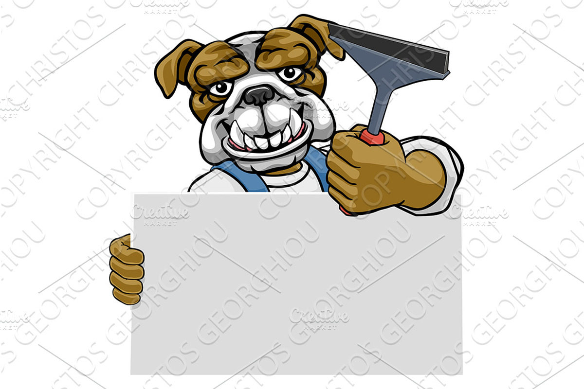 Window Cleaner Bulldog Car Wash, an Illustration by Christos Georghiou