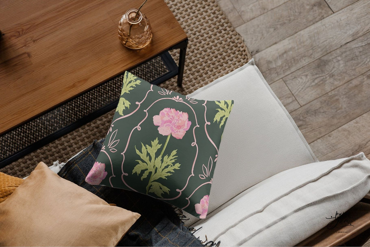 Art Nouveau Peonies Pattern, a Pattern Graphic by PaperJamLab (Photo 4 of 8)