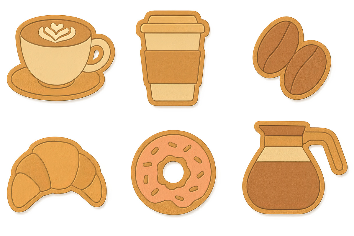 Autumn drinks and pastries icons set, an Illustration by Dvoevnore photos