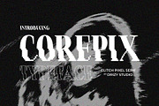 Corepix - Glitch Pixel Serif Font, a Serif Font by Drizy (Thumbnail 1 of 10)