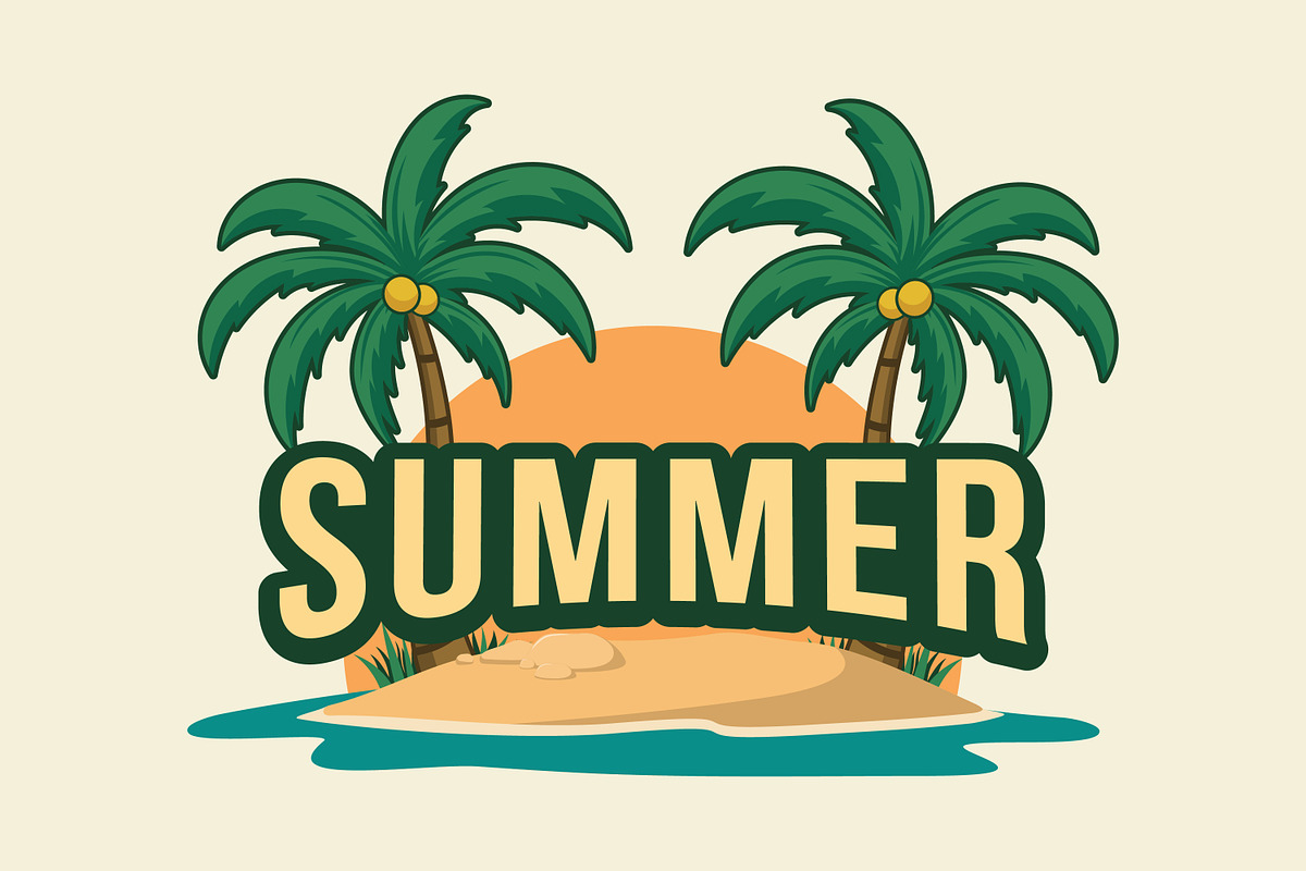 A tropical island with palm trees, a Branding & Logo Template by Saba Vector