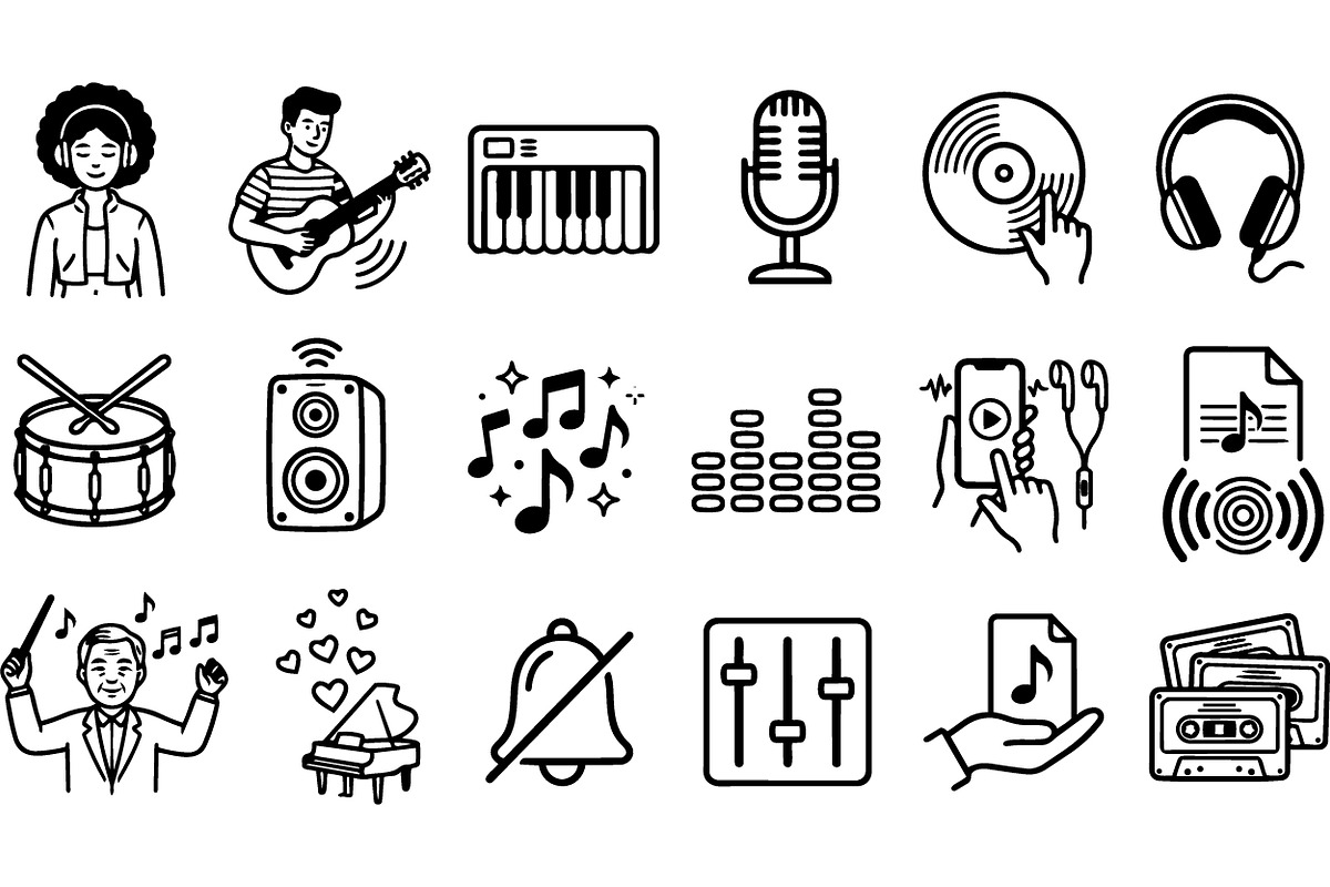 Modern Music Icon Set Svg, an Illustration by designvectx (Photo 2 of 3)