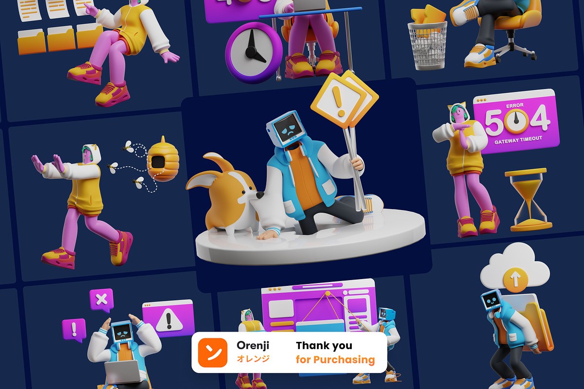 Website Maintenance 3D Character, a Characters & Person 3D Model by orenjidesign (Photo 8 of 8)