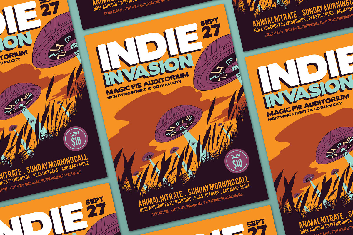 Alien Invasion Vector Art Flyer, a Flyer Template by ashenterprise (Photo 3 of 3)