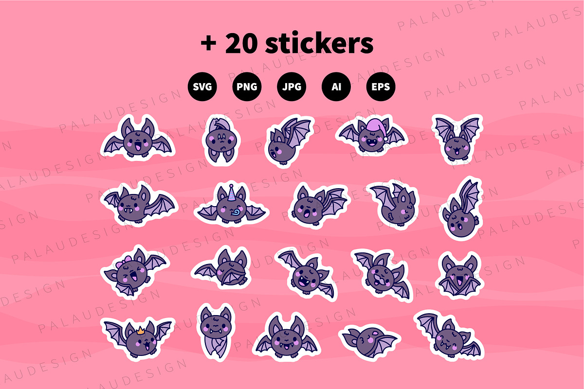 Bat Halloween Clipart Set, an Animal Illustration by Palau (Photo 12 of 12)