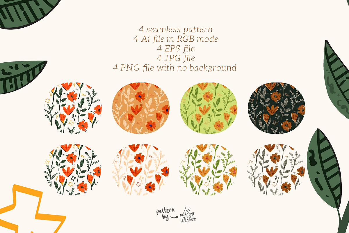 Sunset Wildflowers Patterns, a Pattern Graphic by lilovwishes (Photo 2 of 5)