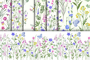 Seamless Summer Flower Patterns