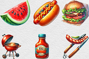 Summer BBQ Party Clipart, an Illustration by Black Bird Studio (Thumbnail 3 of 6)