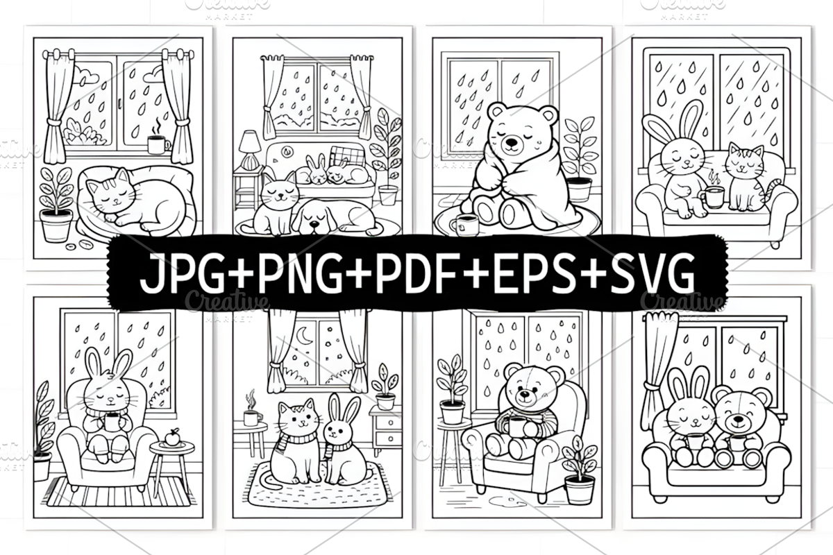 Warm & Happy Spaces Coloring Book, a Decorative Illustration by Design Station (Photo 2 of 7)