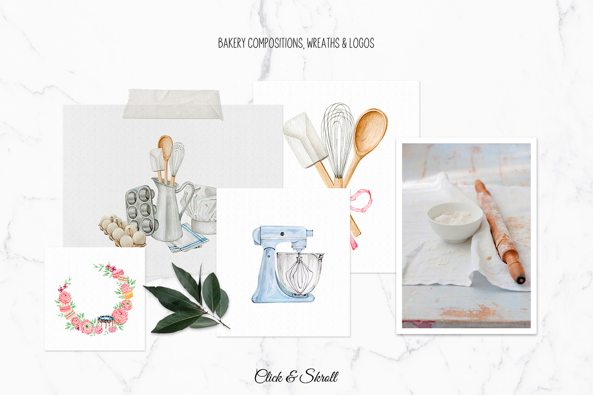 Pastry-Cook bakery watercolor set, a Food Illustration by CrystalinaShop (Photo 6 of 8)