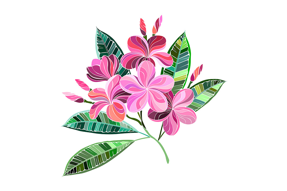Mosaic plumeria branch, a Decorative Illustration by blackmoon9 (Photo 1 of 3)