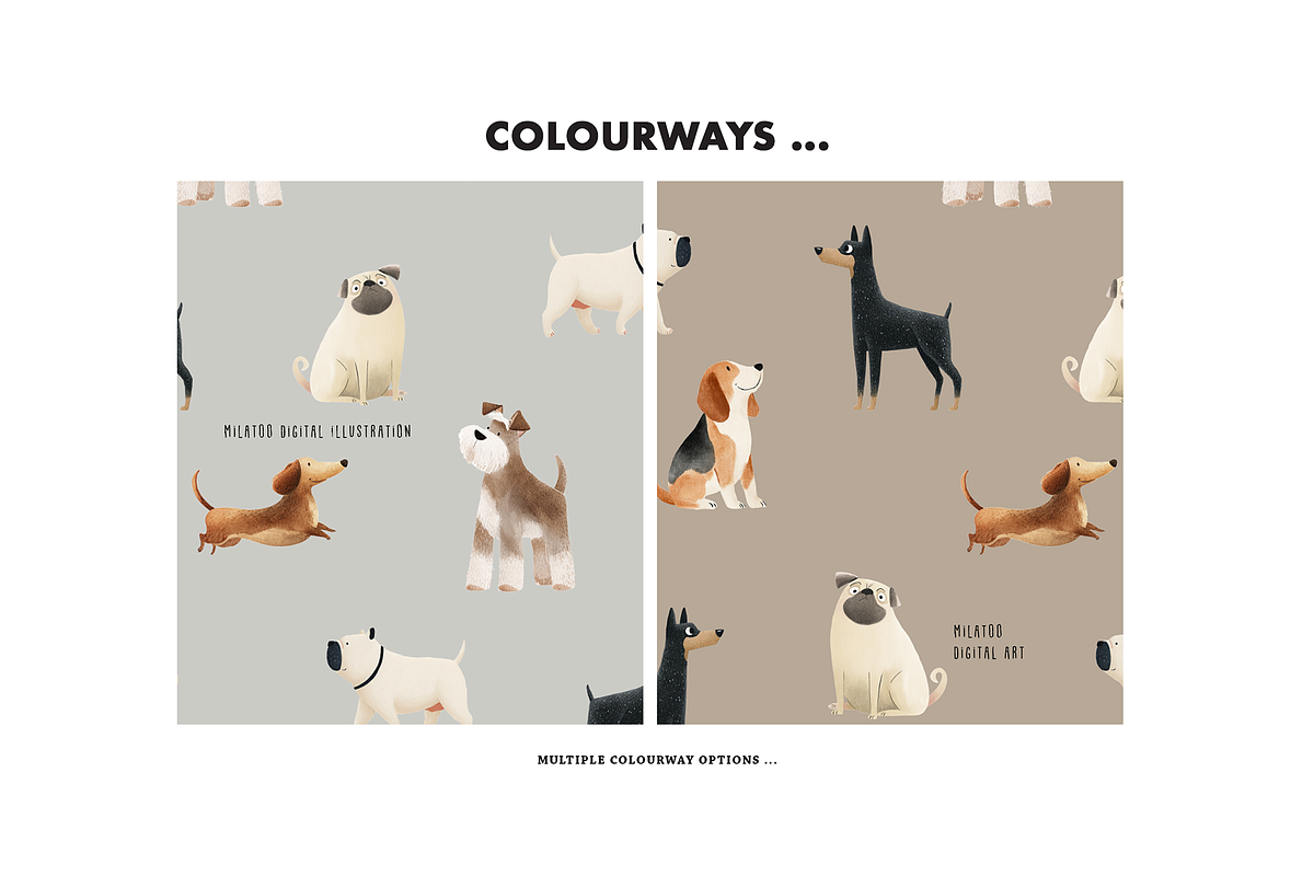Dog Breeds paws love pattern, a Pattern Graphic by Milatoo (Photo 4 of 4)