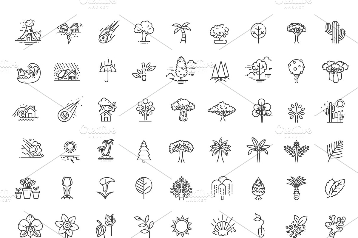 Line Nature Icons Set, an Outline Icon by Tettygreen (Photo 5 of 16)