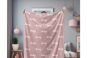 Blanket Mockup Held-up By Person