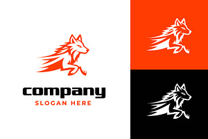 Running Wolf Fox Logo Design, a Branding & Logo Template by funpixel