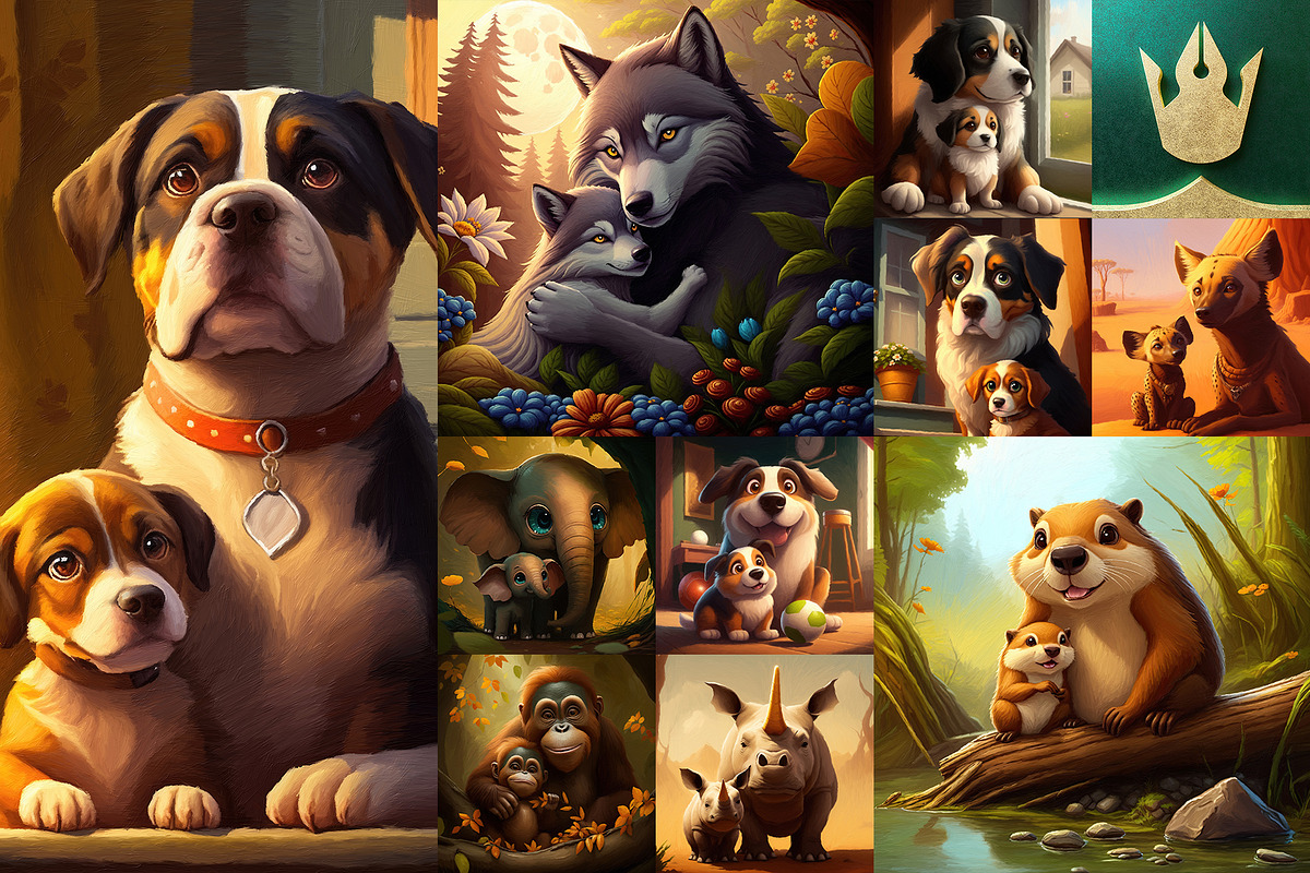 Mother and Baby Animal Art Prints, an Animal Illustration by pixaroma (Photo 14 of 15)