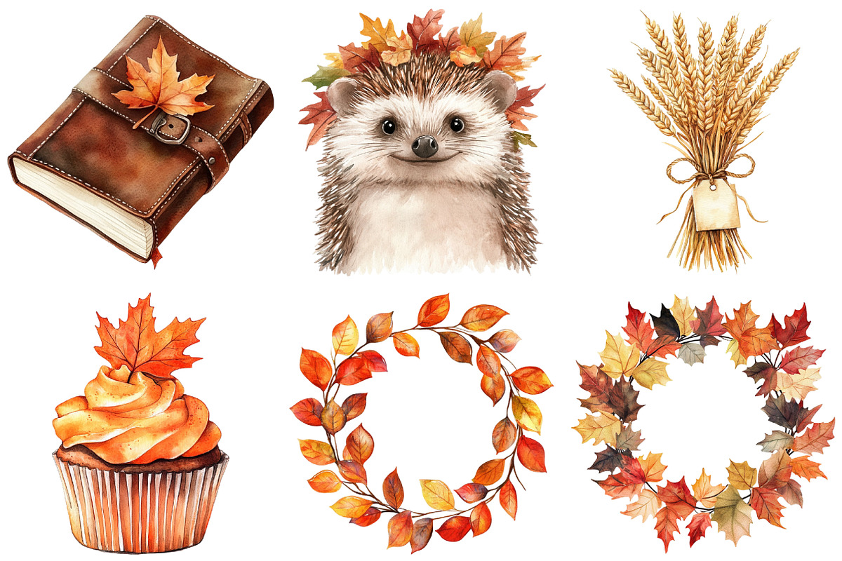 Watercolor Autumn Vibes Clipart, an Illustration by Craft Nest (Photo 4 of 6)