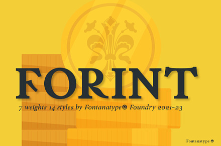 Forint, a Serif Font by Fontanatype