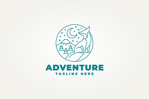 fox with mountains line art logo, a Branding & Logo Template by Blazybone