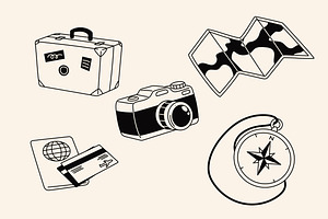 Cream Doodle Travel Asset Illustrati, an Object Illustration by graphicook