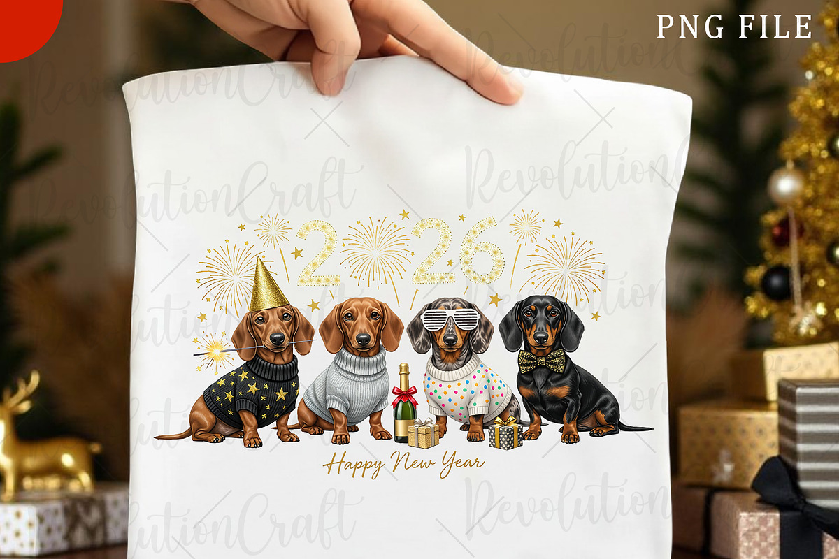 Happy New Year Dog Png, an Illustration by OK Design (Photo 1 of 4)
